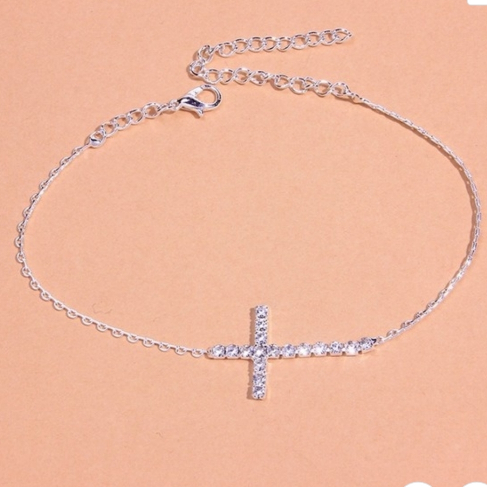 New!! Diamond Cross Anklet silver